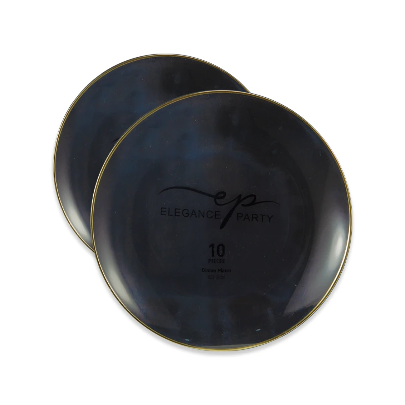 Elegance Party Curve 10PK 10.25" Dinner Plate Black+Gold