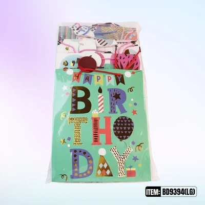 BD9394-LG, Birthdays Gift Bags LG. Assorted x4 Styles 10.2"x3.9"x12.6", 887257130472