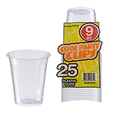 GB03792, Plastic Cups 9oz Clear Color 25pc, 874507003792
