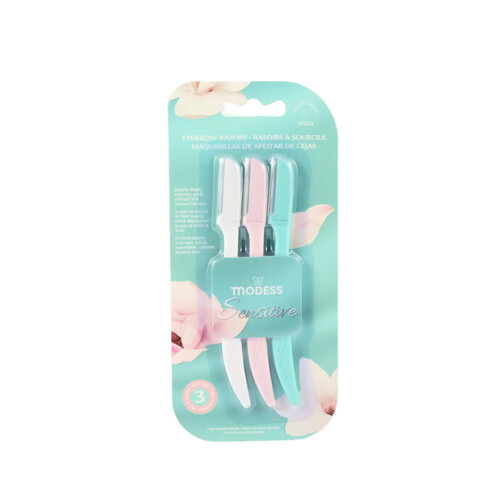 Modess Sensitive Eyebrow Razors 3-Pack with Protective Caps