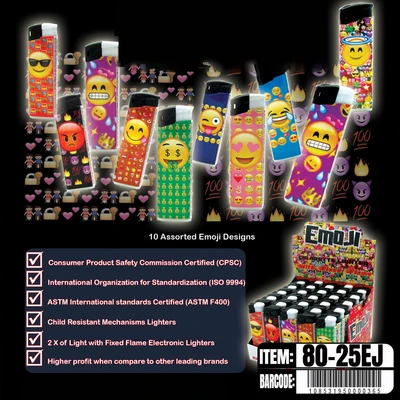 80-25EJ, Winlite Lighter Emoji Fix-FlameI Disposable 50/1000 44LB, 853195000368