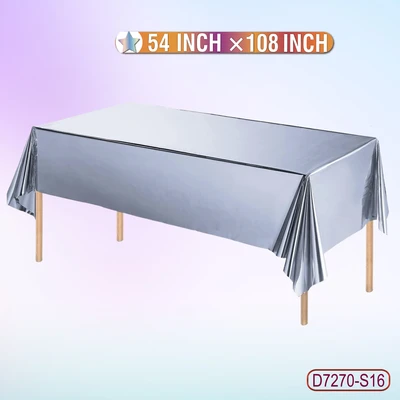 D7270-S16, Metallic Table Cover Silver.54"x108", 887257572746