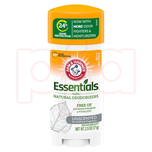 AH25U, Arm & Hammer 2.5oz Essentials Deodorant Unscented, 033200197928