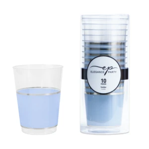 36305, Elegance Party 10PK 12oz Tumbler Clear+Silver+ Ice Blue, 191554363052