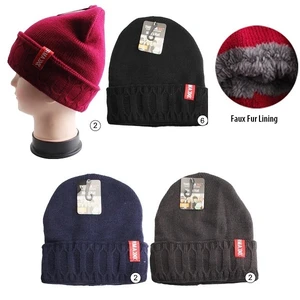 10000, Thermaxxx Winter Knit Hat Men w/ Faux Fur Lining, 191554100008