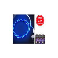 Flowing LED Charge & Sync Cable Micro USB - Android Phones - 2.1A Fast Charge - Assorted Colors