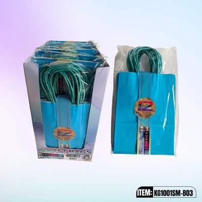 KG1001SM-B03, Kraft Bags SM.Sky Blue 8.6"x6.3"x3.1", 887258100030