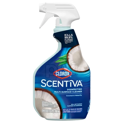 C67023, (55980) Clorox Scentiva Disinfecting Multi-surface Cleaner 24oz (709ml) Coconut & Waterlily, 055500559800