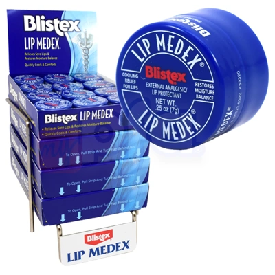 BLISTEX, Blistex Lip Medex .25oz Cocoa Blue Jar Display