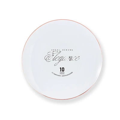 36227, Elegance Plate 7.5" White + Rim Stamp Rose Gold, 191554362277
