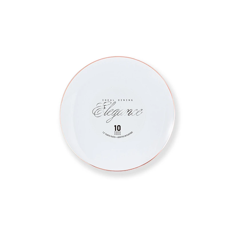 Elegance Plate 7.5" White + Rim Stamp Rose Gold