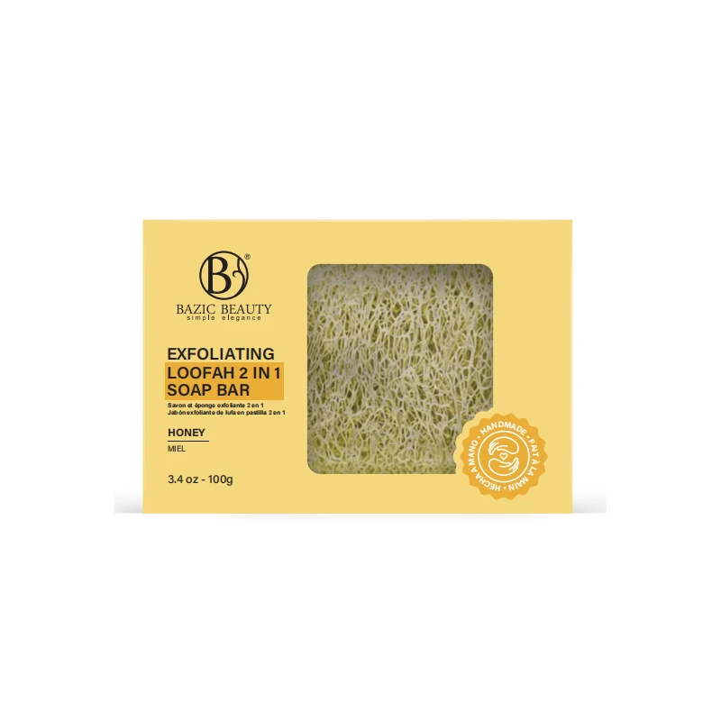 Bazic Beauty Exfoliating Loofah 2in1 Soap Bar 3.4oz/100g Honey