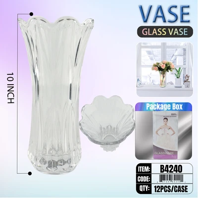 B4240, Glass Flower Vase 10", 887257642401