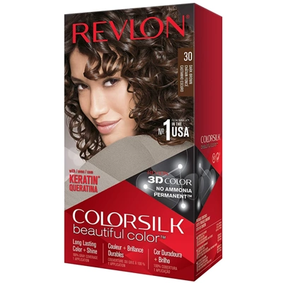 CS30, Revlon ColorSilk Hair Color #30 Dark Brown, 309978695301
