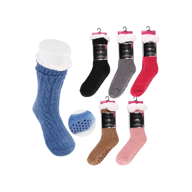 Thermaxxx Sherpa Socks w/Non-Slip Bottom Chenille Knit