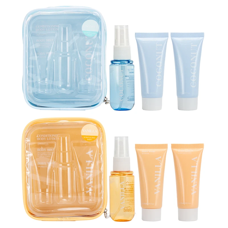 Women's 3pcs Bag Set PDQ2 COCONUT/VANILLA 0.85oz Body Lotion 0.85oz Body Wash 0.68oz Body Mist