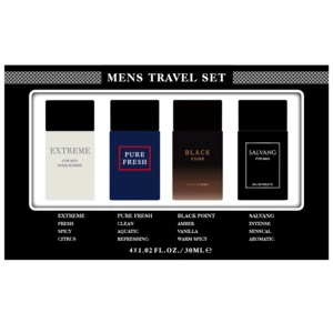 88597, Men's 4pcs EXTREME/PURE FRESH/BLACK POINT/SALVANG TRAVEL Set Coffret  1.02fl.oz/30ml×4 EDP, 191554885974