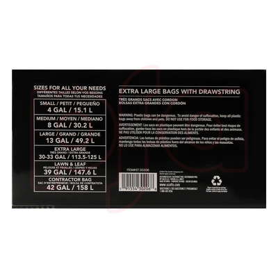 ST-30206, Drawstring Trash Bag Flex 30 Gal 78CT Black - Scotts, 191554302068