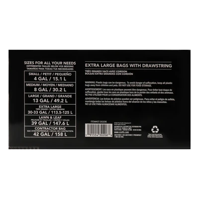 ST-30206, Drawstring Trash Bag Flex 30 Gal 78CT Black - Scotts, 191554302068