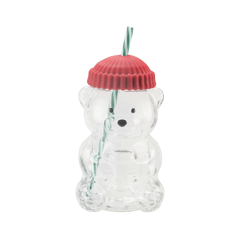 Splash Bear Mason Jar Glass with Red Cap 580ml