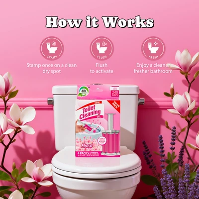 60130, Air Fusion Toilet Cleaning Gel 6.43oz 4PK – Floral, 191554601307