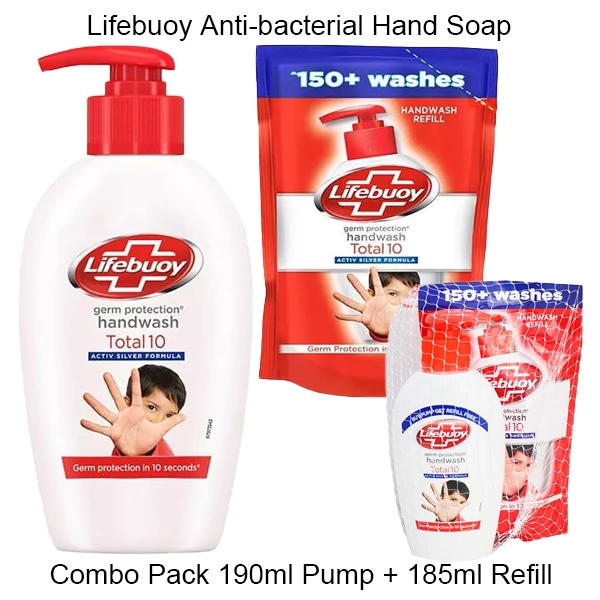 LB375HS, Lifebuoy AB Hand Soap 190ml Pump + 185ml Refill Combo, 8901030767319