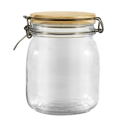 33194, Ideal Kitchen Glass Jar w/ Bamboo Lid 37.19 oz, 191554331945