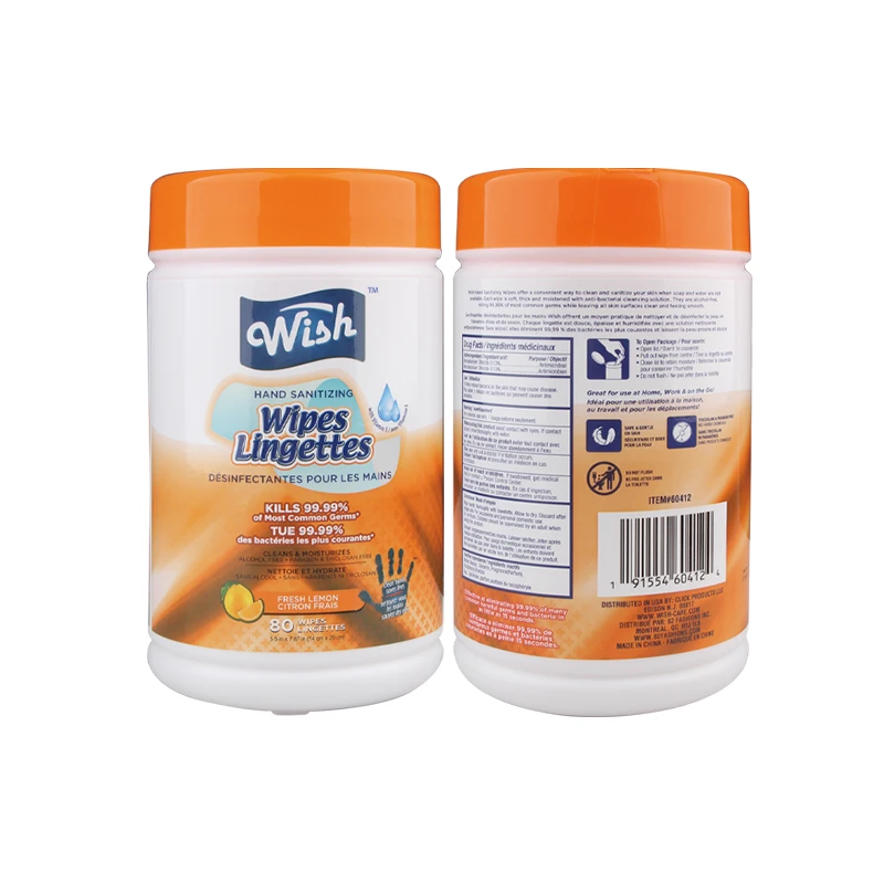 Wish Hand Sanitizing Wipes Can 80CT Lemon