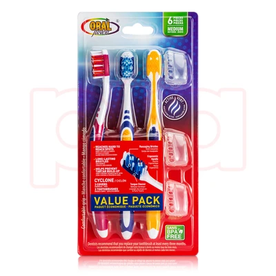 68010, Oral Fusion Toothbrush 6PK Massager Med, 191554680104