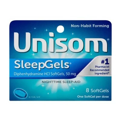 US8SG, Unisom SleepGels Diphenhydramine HCl SoftGels 8CT, 041167006108