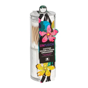 24031, Spa Fusion Reusable Stackable Acrylic Containers with 150CT Cotton Swabs and 40CT Cotton Round Pads, 191554240315