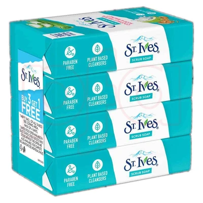 SIBS100-CW, St. Ives Scrub Bar Soap 100g x 4PK Coconut Water, 8901030897610