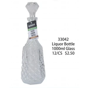 33042, Splash Glass Wine Bottle 1L Oval Long w/ Gift Box, 191554330429