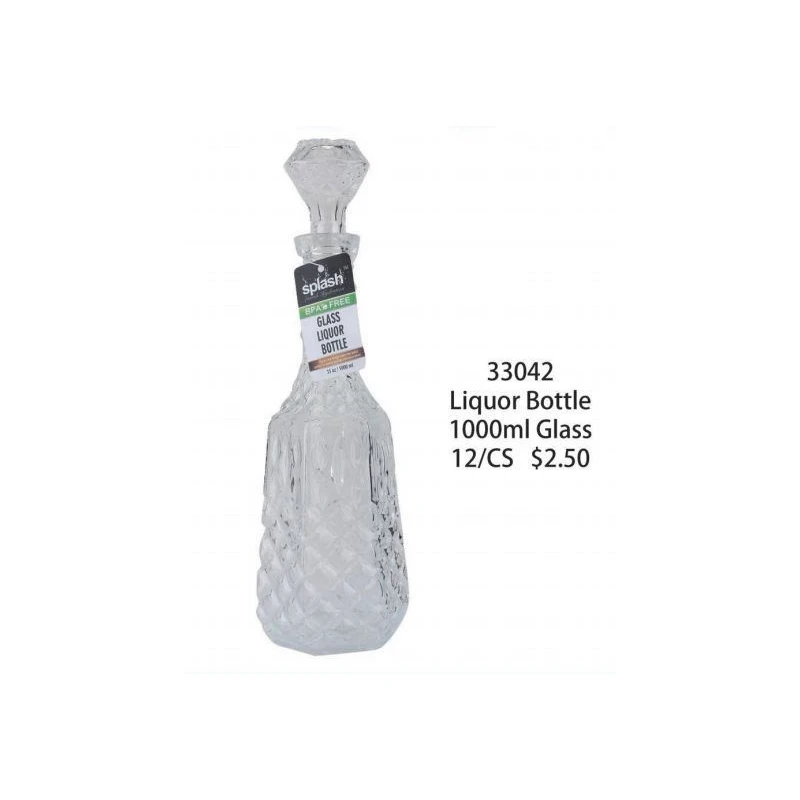 Splash Glass Wine Bottle 1L Oval Long w/ Gift Box