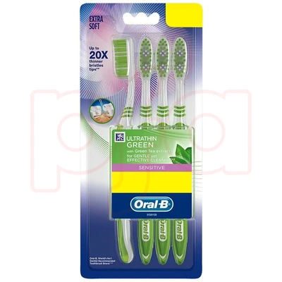 OB4UTSG, Oral-B Toothbrush 4PK Ultrathin Sensitive Green, 4902430969697