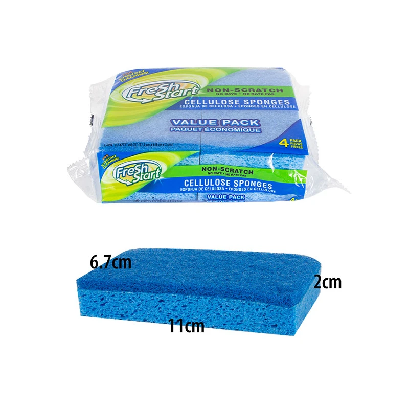 Fresh Start Sponge 4PK Cellulose Non-Scratch
