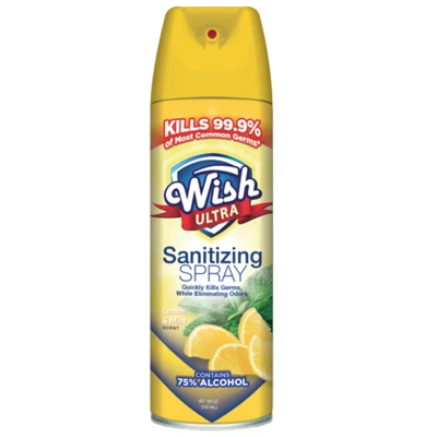 60333, Wish Sanitizing Spray Aerosol 19oz Lemon & Mint, 191554603332