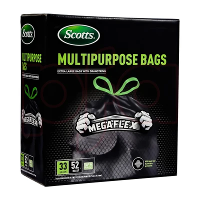 ST-30211, Drawstring Trash Bag Flex 33 Gal 52CT Black - Scotts, 191554302112