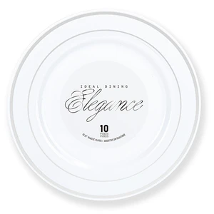 36203, Elegance Plate 10.25" White + 2 Lines Stamp Silver, 191554362031