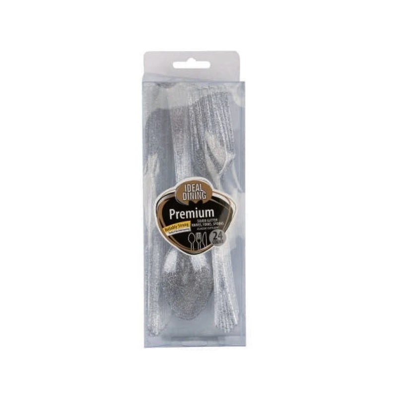Ideal Dining 24CT Silver Glitter Combo