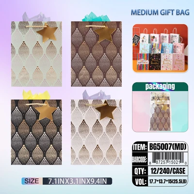 BG5007-MD, General Gift Bags MD.Assorted x4  7.1"x3.1"x9.4", 887257150210