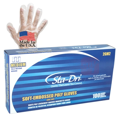 GLP-M, Sta-Dri Poly Gloves 100CT Medium, 096396101308