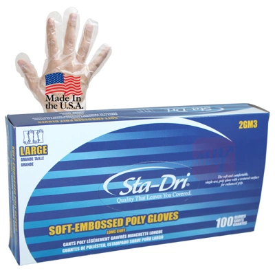 GLP-L, Sta-Dri Poly Gloves 100CT Large, 096396101056