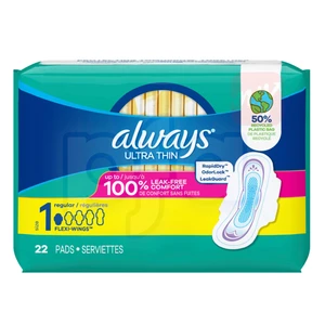 ALW-03362, Always Ultra Thin Pads 22Count Flexi-Wings Regular Size1, 030772033395