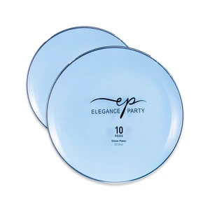 36297, Elegance Party Curve 10PK 10.25" Dinner Plate Ice Blue+Silver, 191554362970