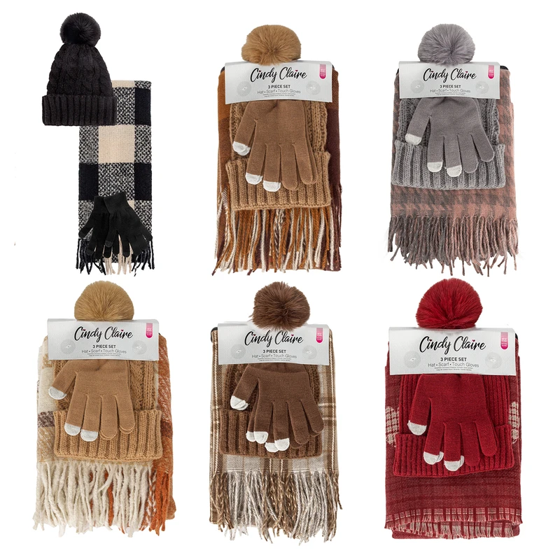 Cindy Claire 3pcs Women's Set Hat+Scarf+Gloves