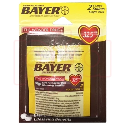 BYBL12, Bayer Aspirin Single-Pack Blister - 1 Tablets, 655708118283