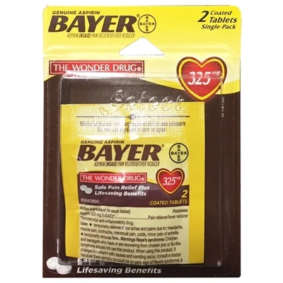 BYBL12, Bayer Aspirin Single-Pack Blister - 1 Tablets, 655708118283