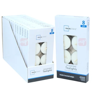 MC20401, Mainstays 8 Pack Tealight Candles Unscented, 858944002365
