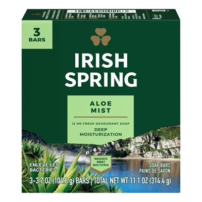 IS3A, Irish Spring Bar Soap 3.75oz 3pk Aloe Mist, 035000141163